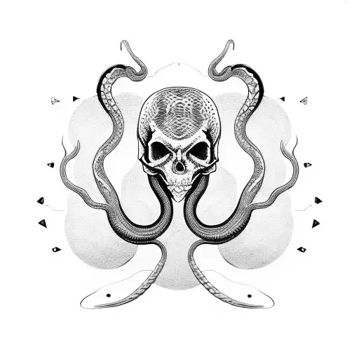 A Snake Coiled Around A Skull