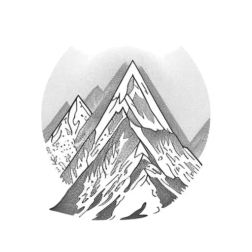 Mountain Peak With A Winding Trail Leading To It