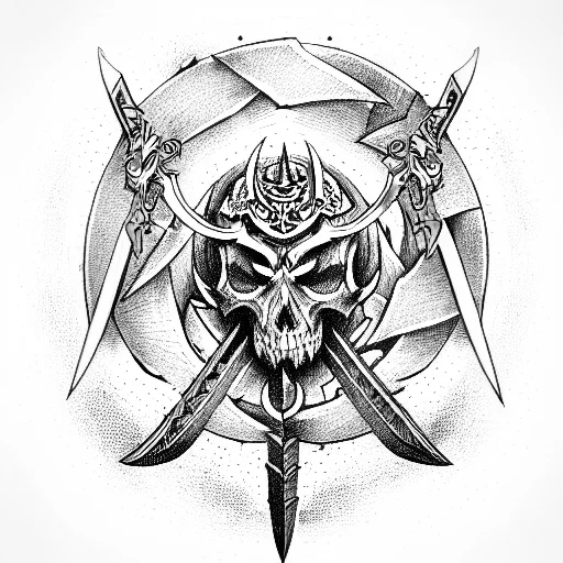 Demoniac Sword With A Skull Blade And Celestial Hilt