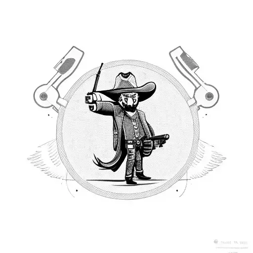 Pigeon With A Revolver And A Cowboy Hat