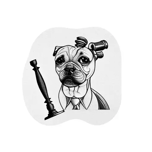 Dog Playing A Gavel Like A Lawyer