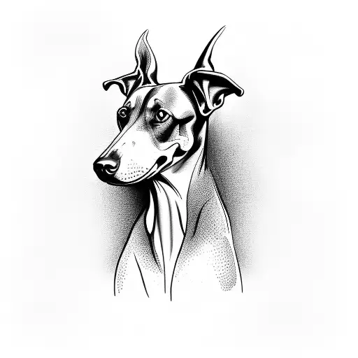 3 Headed Doberman Dog With The Heads Symmetrical Gothic Style And Aggressive Looking