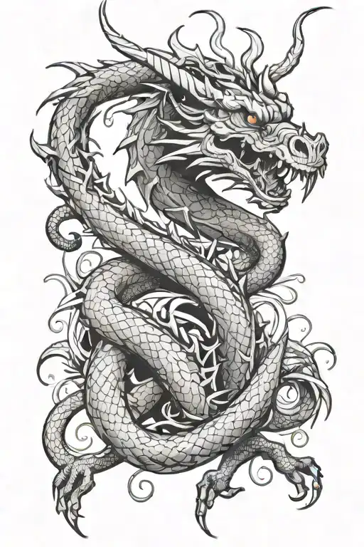 Dragon Wrap Around Leg Tattoo Design