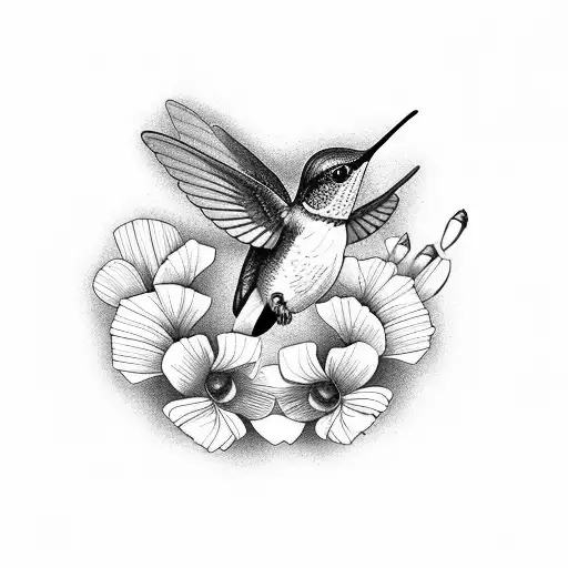 Hummingbird With California Poppy