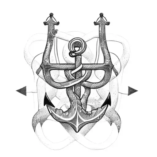 An Intricate Anchor Intertwined With A Majestic Whale