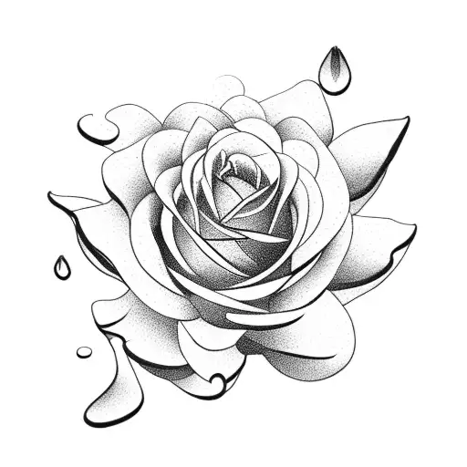 A Bouquet Of Roses Intertwined With Water Lilies