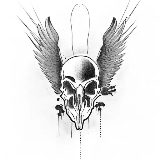 A Crow Wearing A Skull