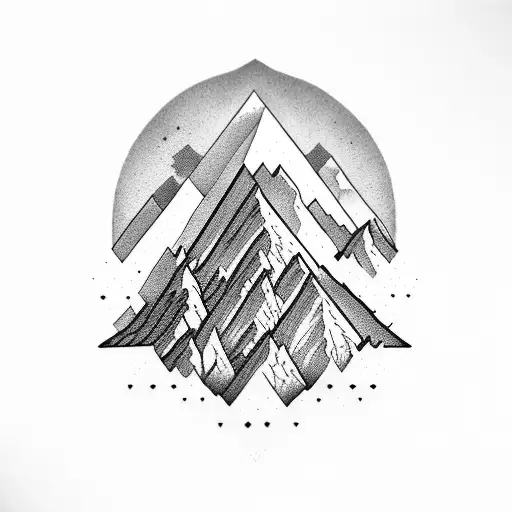 Mountain Peaks Splitting With A Blank Space In The Split