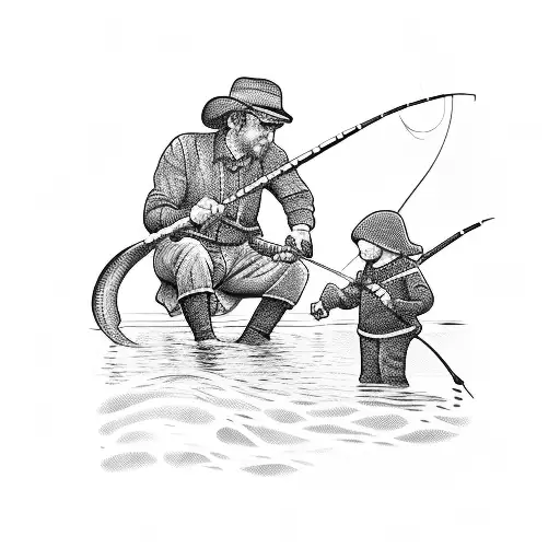 Father And Son Fishing