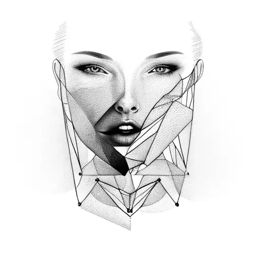 Realistic Portrait Of A Woman Testing A Triangle