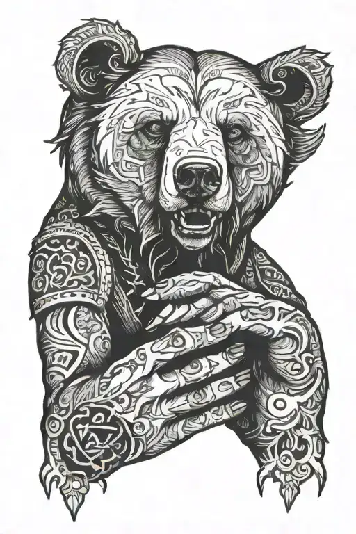 Bear Head Humans Hands Holding