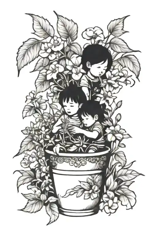 Children Plant Flowers
