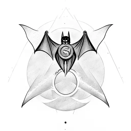 Bat With A Circle Behind