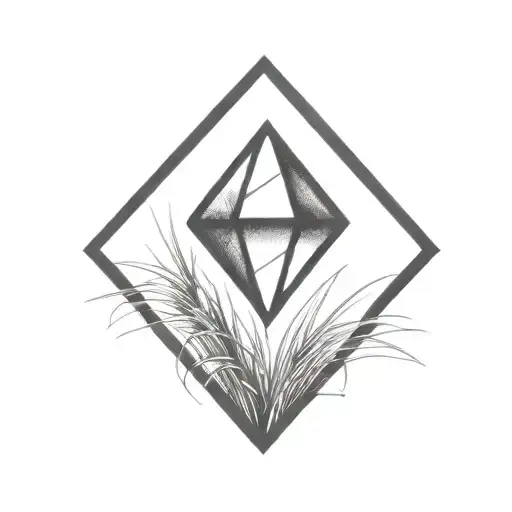 A Diamond Balancing On Top Of A Single Blade Of Grass Using Bold Black Lines In A Bold Black Frame