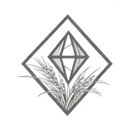 A Diamond Balancing On Top Of A Single Blade Of Grass Using Bold Black Lines In A Bold Black Frame