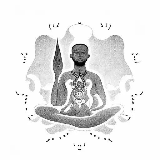 Men Meditating In African Clothes