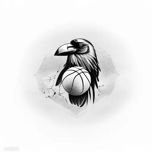 A Majestic Crow Holding A Basketball In Its Beak