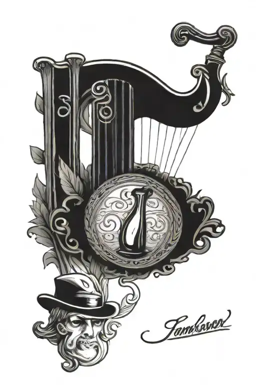 Irish Harp And Jameson Whiskey Bottle