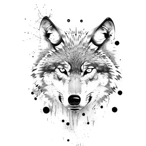 Wolf With Splatter Claw Mark In Background