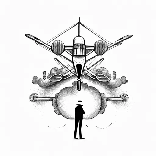 Biplane With Guy Smoking Pipe