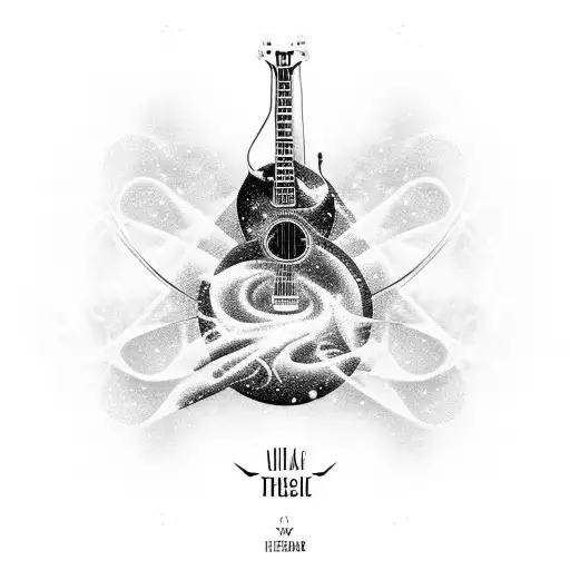 Guitar Strings Merging With A Majestic Nebula