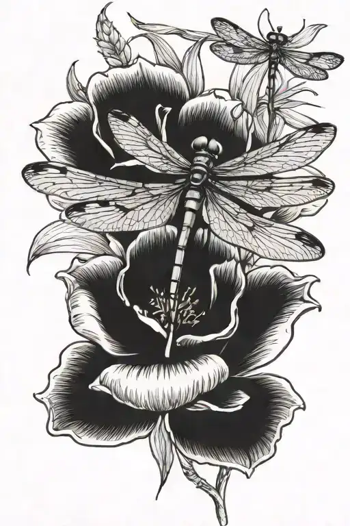 June Birth Flower With Dragonfly Perched