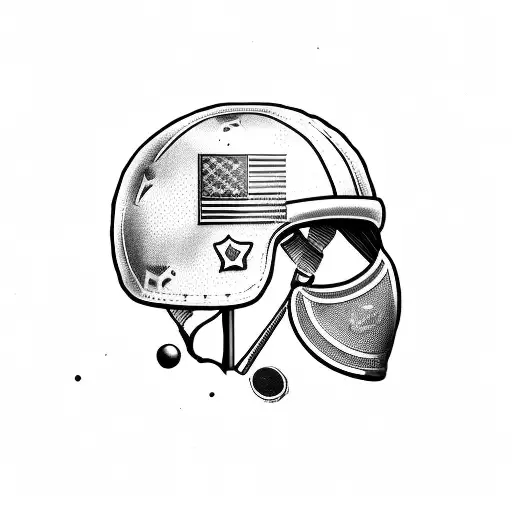 Us Army Veteran With A Golf Club And A Military Helmet