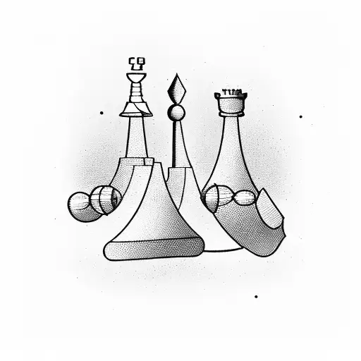 Chess Pieces As Figures In A Surreal Landscape