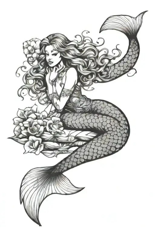 Mermaid Girl Lounging