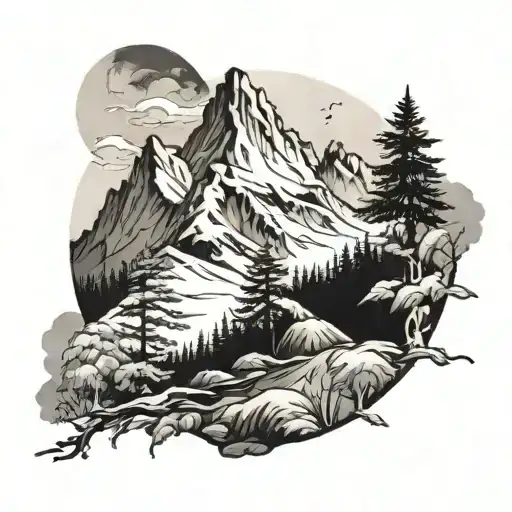 A Serene Mountain Landscape With A Peaceful Greenery Background