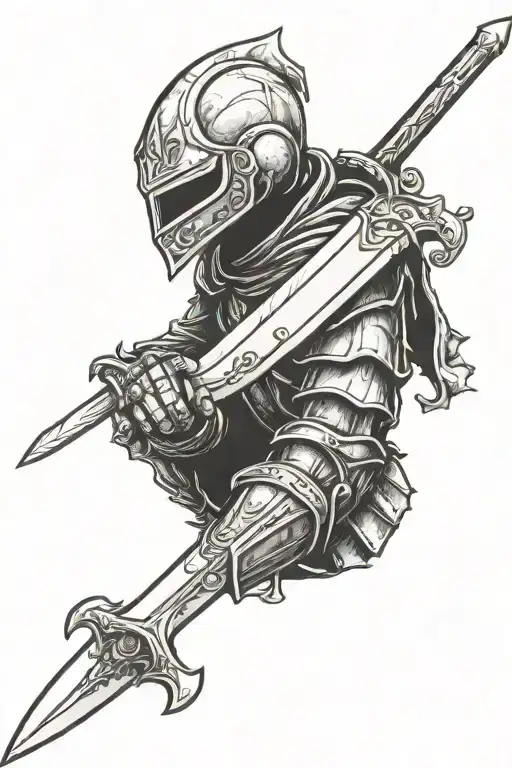 Fallen Knight Holding A Sword