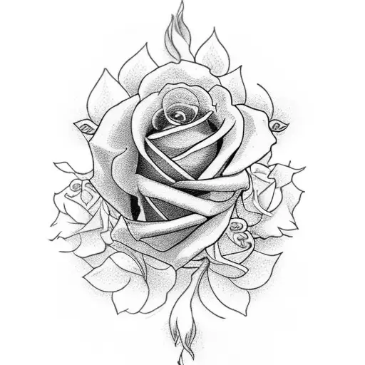 Two Domino's With An Older And A Younger Hand Holding The Domino's With Roses In The Background