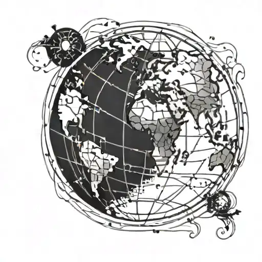 Globe Tattoo With A Logo Circle Around It