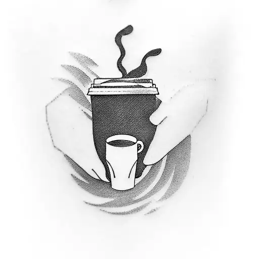 A Silhouette Of A Person Hiking With A Coffee Cup In Hand