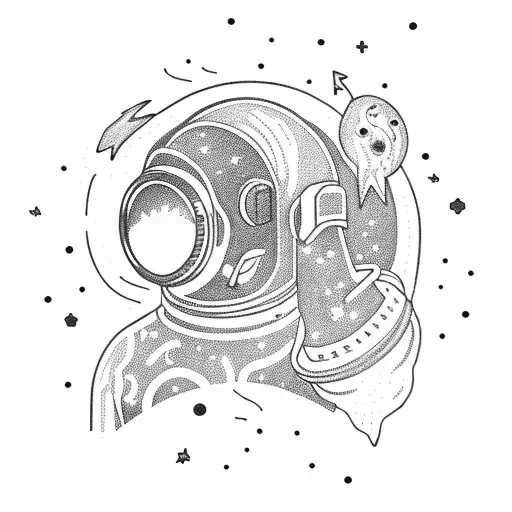 Astronaut Floating In A Galaxy Filled With Lightning Bolts