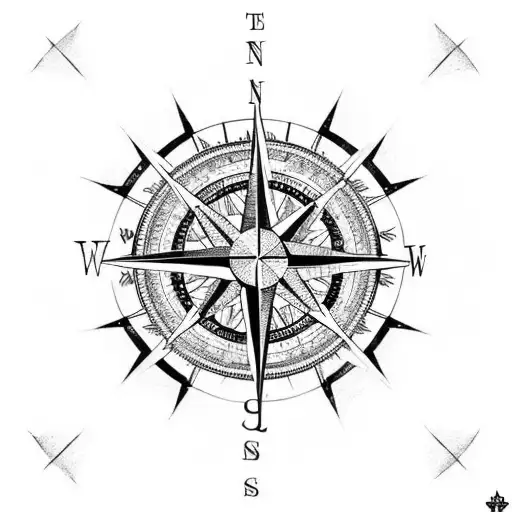 A Compass Rose With Intricate Details And Landmarks From All The Places You Have Traveled To