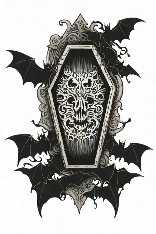 Spooky Coffin With Bats