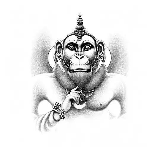Hanuman Animated Geometric Small Black And White