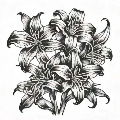 Three Tiger Lilies In A Row