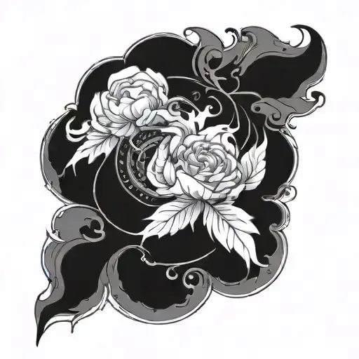 Black And White Aurora Tattoo Design