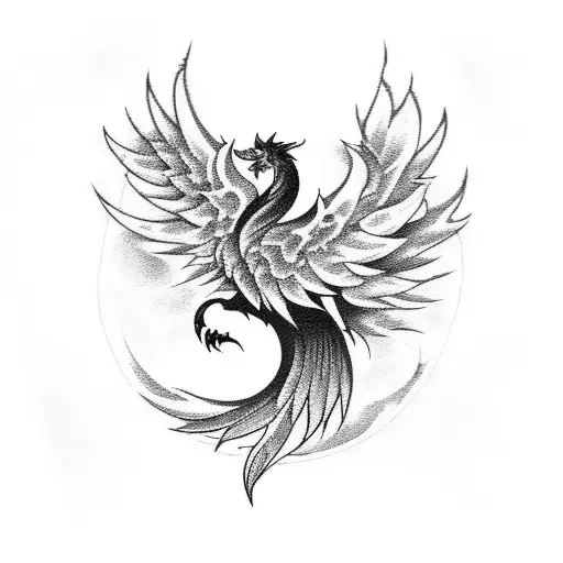 Phoenix With Fire In Tail