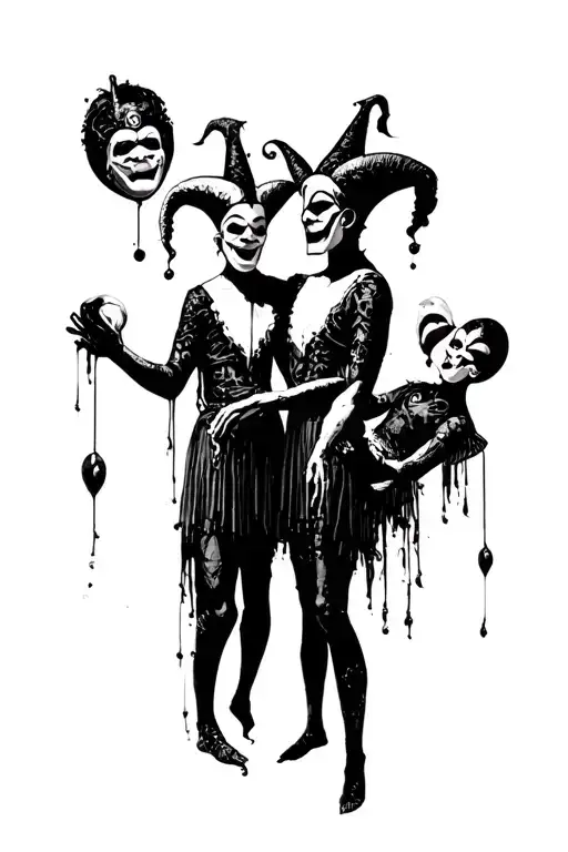 A Shadow Jesters Who Juggles With Masks Of Different Emotions