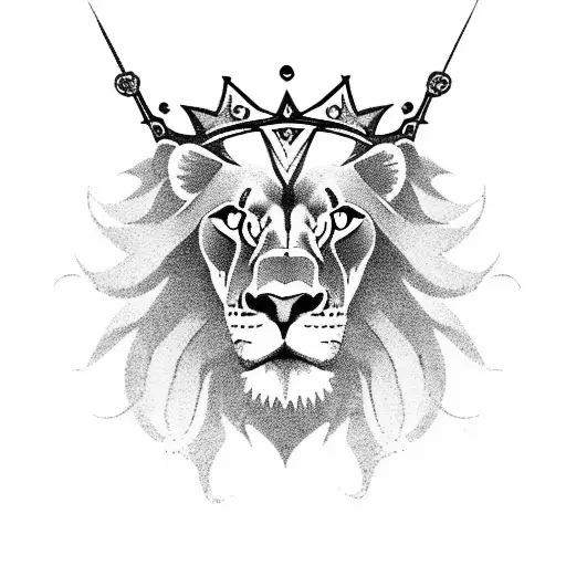 Lion Sitting On A Throne With A Crown On Its Head