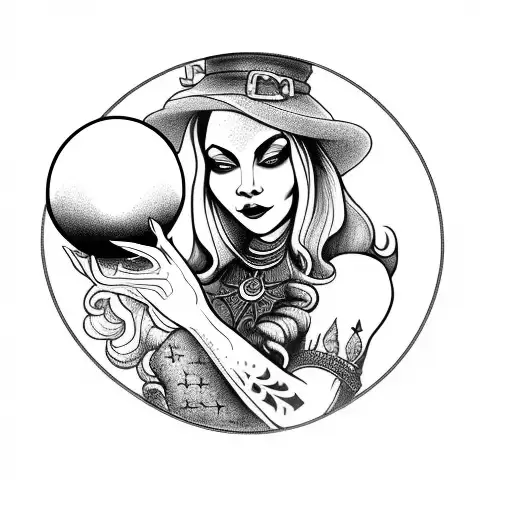 A Witch Holding A Crystal Ball