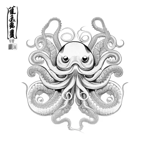 A Traditional Japanese Geisha With Octopus Tentacles Instead Of Hair