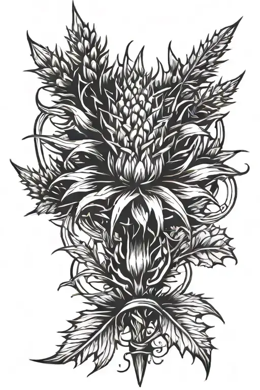 Thistle With Dagger Through It On The Top