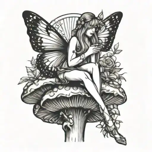 Fairy Sitting On Mushroom