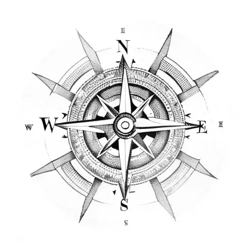 Nautical Compass Surrounded By Clockwork Gears