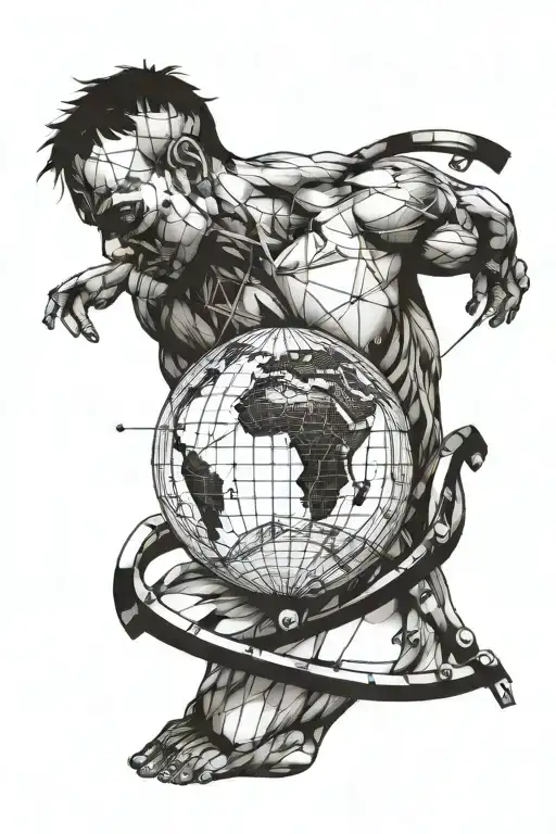 Atlas Holding The World With Dotted Lines Connecting
