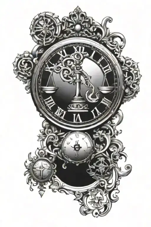 Detailed Libra Zodiac Sign Clock Face